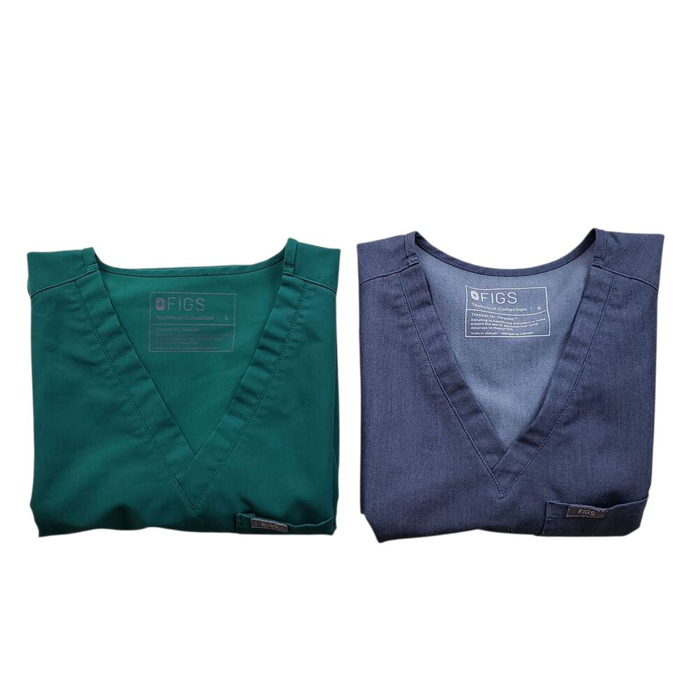 Figs Catarina One Pocket Scrub Top Womens Small V-Neck Lot of 2 - Picture 10 of 12